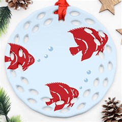 Fish Red Sea Water Swimming Ornament (round Filigree) by HermanTelo