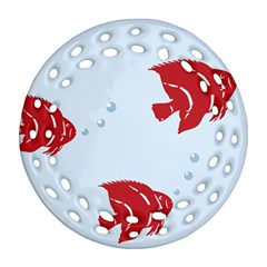 Fish Red Sea Water Swimming Round Filigree Ornament (two Sides) by HermanTelo