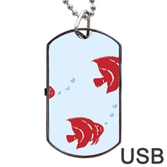 Fish Red Sea Water Swimming Dog Tag Usb Flash (one Side) by HermanTelo