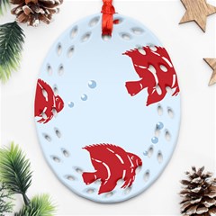 Fish Red Sea Water Swimming Ornament (oval Filigree) by HermanTelo