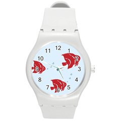 Fish Red Sea Water Swimming Round Plastic Sport Watch (m)