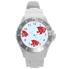 Fish Red Sea Water Swimming Round Plastic Sport Watch (l)