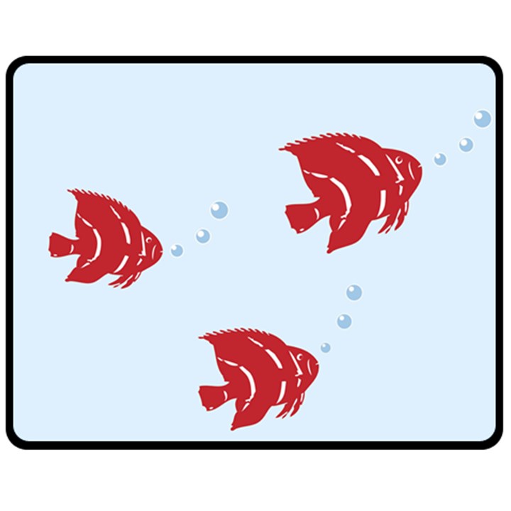 Fish Red Sea Water Swimming Double Sided Fleece Blanket (Medium) 