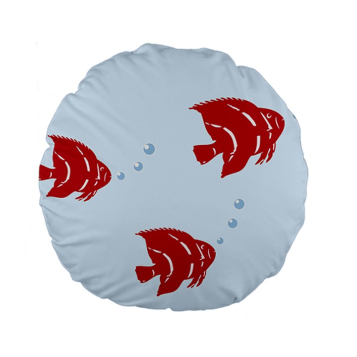 Fish Red Sea Water Swimming Standard 15  Premium Flano Round Cushions