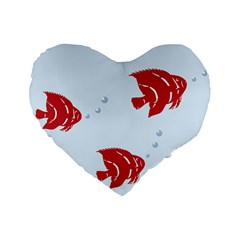 Fish Red Sea Water Swimming Standard 16  Premium Flano Heart Shape Cushions