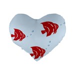 Fish Red Sea Water Swimming Standard 16  Premium Flano Heart Shape Cushions Back