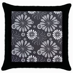 Floral Pattern Throw Pillow Case (black) by HermanTelo