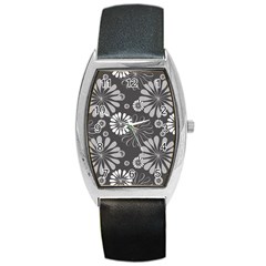 Floral Pattern Barrel Style Metal Watch