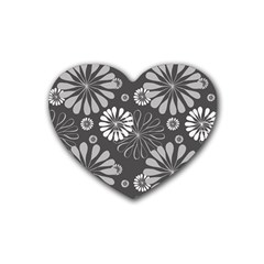 Floral Pattern Rubber Coaster (heart) 