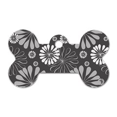 Floral Pattern Dog Tag Bone (two Sides)