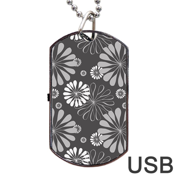 Floral Pattern Dog Tag USB Flash (One Side)