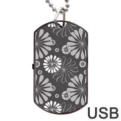 Floral Pattern Dog Tag Usb Flash (two Sides)