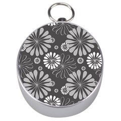 Floral Pattern Silver Compasses