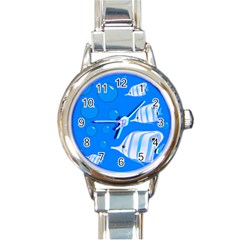 Fish School Bubbles Underwater Sea Round Italian Charm Watch by HermanTelo