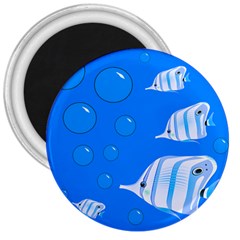 Fish School Bubbles Underwater Sea 3  Magnets by HermanTelo