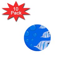 Fish School Bubbles Underwater Sea 1  Mini Buttons (10 Pack)  by HermanTelo