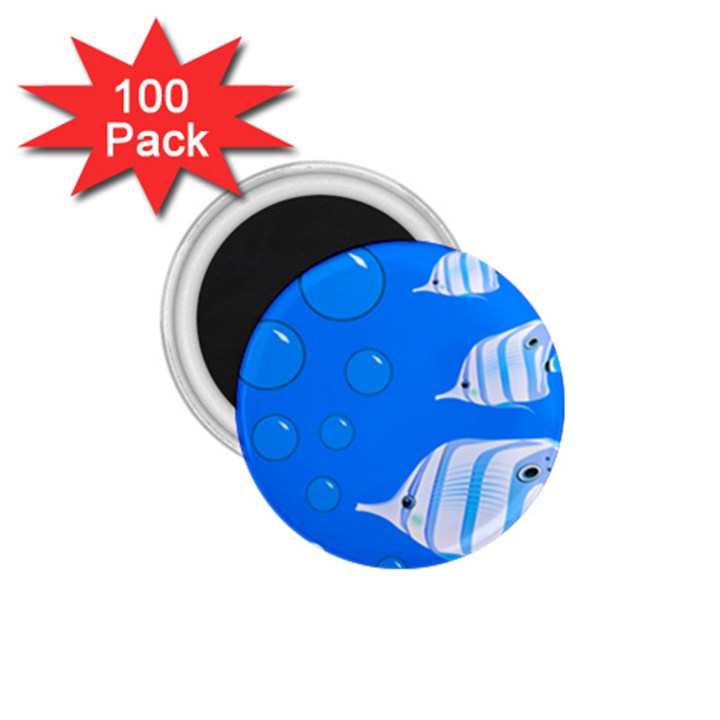 Fish School Bubbles Underwater Sea 1.75  Magnets (100 pack) 