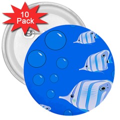 Fish School Bubbles Underwater Sea 3  Buttons (10 Pack)  by HermanTelo