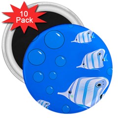 Fish School Bubbles Underwater Sea 3  Magnets (10 Pack)  by HermanTelo