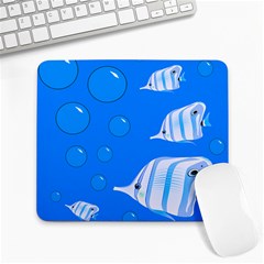 Fish School Bubbles Underwater Sea Large Mousepads by HermanTelo