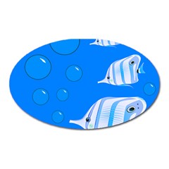 Fish School Bubbles Underwater Sea Oval Magnet by HermanTelo