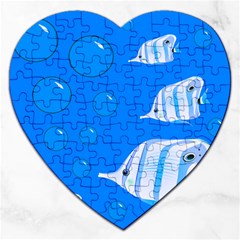 Fish School Bubbles Underwater Sea Jigsaw Puzzle (heart) by HermanTelo