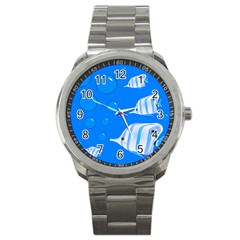 Fish School Bubbles Underwater Sea Sport Metal Watch