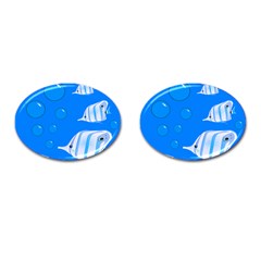 Fish School Bubbles Underwater Sea Cufflinks (oval) by HermanTelo