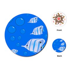 Fish School Bubbles Underwater Sea Playing Cards (round)