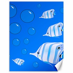 Fish School Bubbles Underwater Sea Canvas 12  X 16 