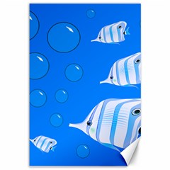 Fish School Bubbles Underwater Sea Canvas 12  X 18 