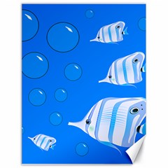 Fish School Bubbles Underwater Sea Canvas 18  X 24 