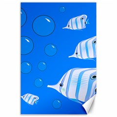 Fish School Bubbles Underwater Sea Canvas 24  X 36 