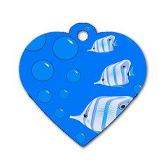 Fish School Bubbles Underwater Sea Dog Tag Heart (two Sides) by HermanTelo