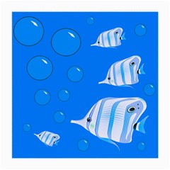 Fish School Bubbles Underwater Sea Medium Glasses Cloth (2 Sides) by HermanTelo