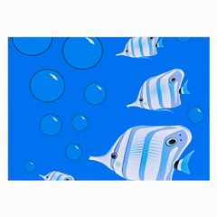 Fish School Bubbles Underwater Sea Large Glasses Cloth (2 Sides) by HermanTelo