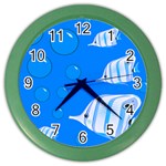 Fish School Bubbles Underwater Sea Color Wall Clock Front