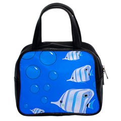 Fish School Bubbles Underwater Sea Classic Handbag (two Sides) by HermanTelo