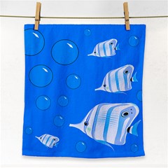 Fish School Bubbles Underwater Sea Face Towel