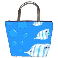 Fish School Bubbles Underwater Sea Bucket Bag by HermanTelo