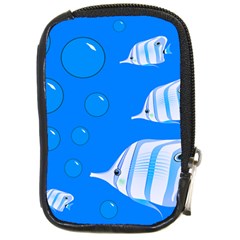 Fish School Bubbles Underwater Sea Compact Camera Leather Case by HermanTelo