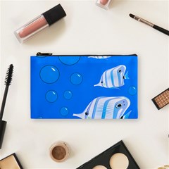 Fish School Bubbles Underwater Sea Cosmetic Bag (small) by HermanTelo