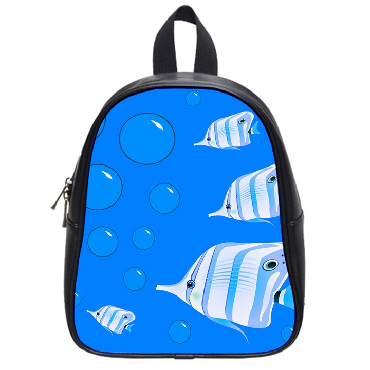 Fish School Bubbles Underwater Sea School Bag (Small)