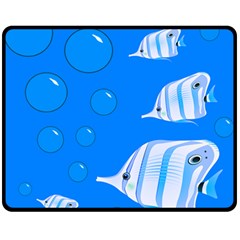 Fish School Bubbles Underwater Sea Fleece Blanket (medium)  by HermanTelo