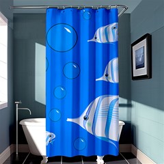 Fish School Bubbles Underwater Sea Shower Curtain 36  X 72  (stall) 