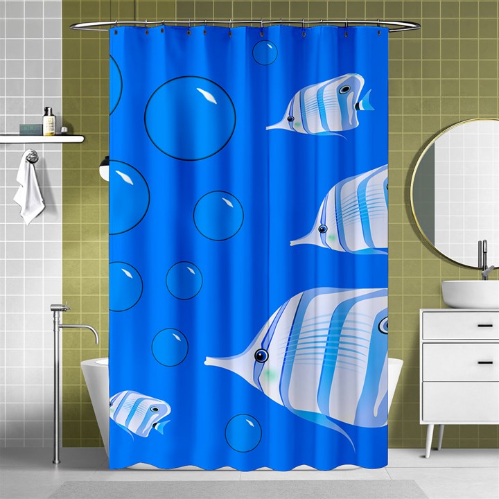 Fish School Bubbles Underwater Sea Shower Curtain 48  x 72  (Small) 