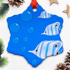 Fish School Bubbles Underwater Sea Snowflake Ornament (two Sides)