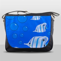 Fish School Bubbles Underwater Sea Messenger Bag by HermanTelo