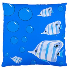 Fish School Bubbles Underwater Sea Large Cushion Case (one Side)