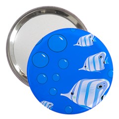 Fish School Bubbles Underwater Sea 3  Handbag Mirrors by HermanTelo